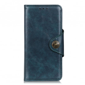 Samsung Galaxy A22 4G Funda de piel de imitación de botón de charol