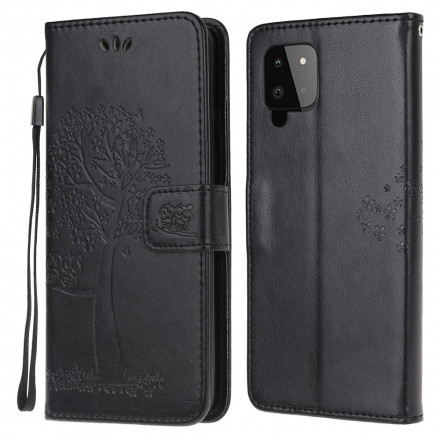 Funda de colgante para el Samsung Galaxy A22 4G de árbol y búho