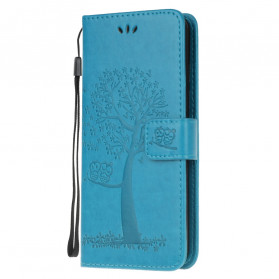 Funda de colgante para el Samsung Galaxy A22 4G de árbol y búho