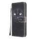 Samsung Galaxy A22 4G Funda negra de ojo de gato con colgante