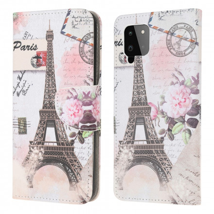 Funda retro del Samsung Galaxy A22 4G Torre Eiffel