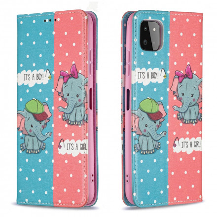 Flip Cover Samsung Galaxy A22 5G Baby Elephants
