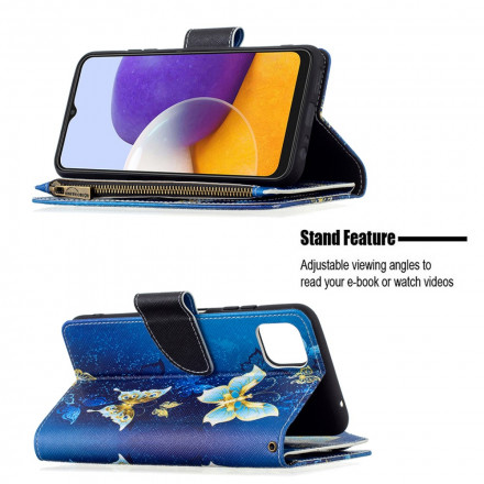 Funda Samsung Galaxy A22 5G Zipped Pocket Butterflies