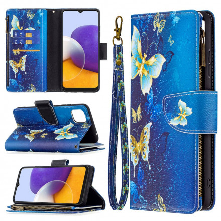 Funda Samsung Galaxy A22 5G Zipped Pocket Butterflies