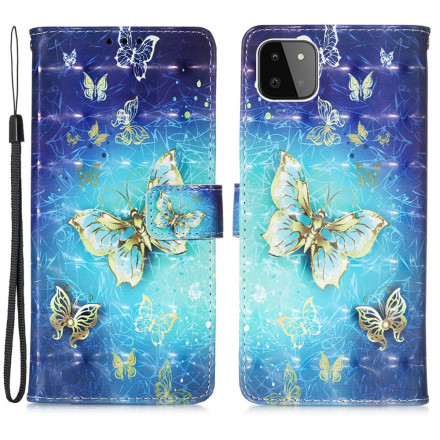 Funda de colgante de mariposa dorada para Samsung Galaxy A22 5G