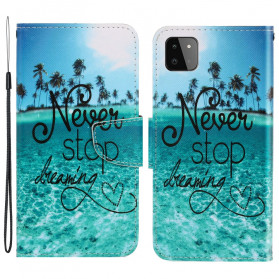 Funda Samsung Galaxy A22 5G Never Stop Dreaming Navy con colgante