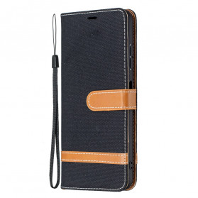 Samsung Galaxy A22 5G Funda de tela y efecto cuero con colgante