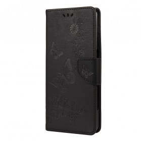 Funda con colgante para el Moto G9 Plus Beautiful Butterflies