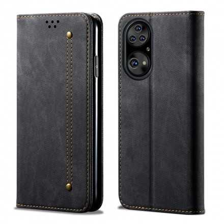 Funda Flip Cover Huawei P50 Pro Faux Leather Texture Jeans