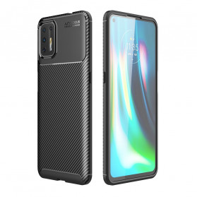 Moto G9 Plus Funda blanda con textura de fibra de carbono