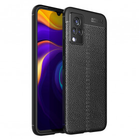 Funda Vivo V21 5G Efecto Cuero Línea Doble Lichi
