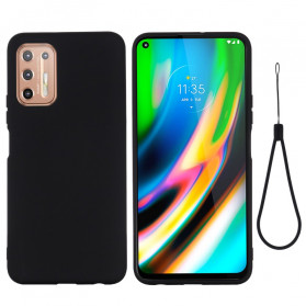 Funda de silicona líquida con colgante para el Moto G9 Plus