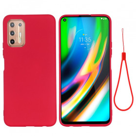 Funda de silicona líquida con colgante para el Moto G9 Plus