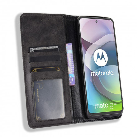 Flip Cover Moto G 5G Efecto Cuero Estilo Vintage