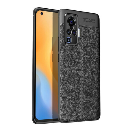 Vivo X51 5G Funda de piel efecto lichi doble línea