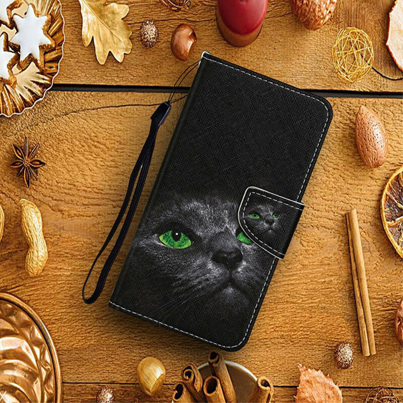 Xiaomi Mi 10T / 10T Pro Funda de gato con ojos verdes y colgante