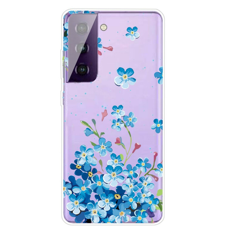 Funda de flor azul para Samsung Galaxy S21 FE
