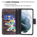 Funda Samsung Galaxy S21 FE con bolsillo de mariposa con cremallera