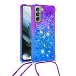 Samsung Galaxy S21 FE Funda de silicona con purpurina y cuerda
