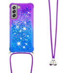 Samsung Galaxy S21 FE Funda de silicona con purpurina y cuerda