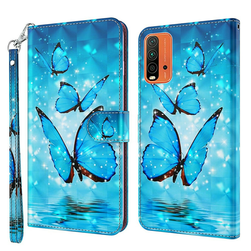 Funda Xiaomi Redmi 9T / Note 9 Flying Blue Butterflies