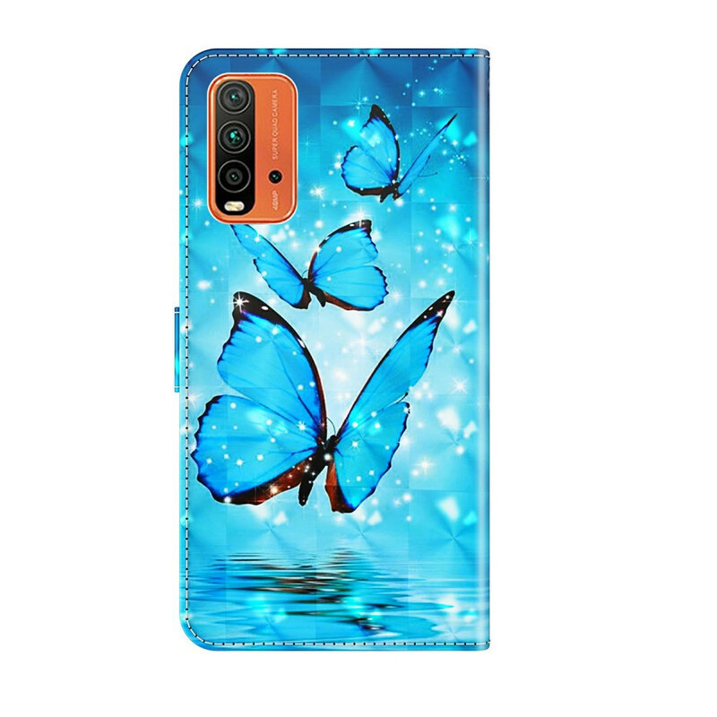 Funda Xiaomi Redmi 9T / Note 9 Flying Blue Butterflies