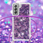 Funda para Samsung Galaxy S21 FE con purpurina y cuerdas