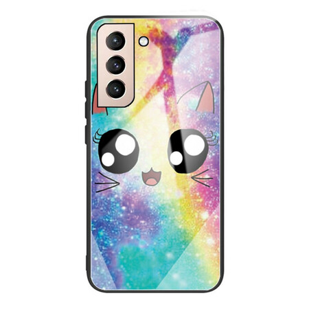 Funda de cristal templado para Samsung Galaxy S21 FE Gato