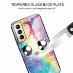 Funda de cristal templado para Samsung Galaxy S21 FE Gato