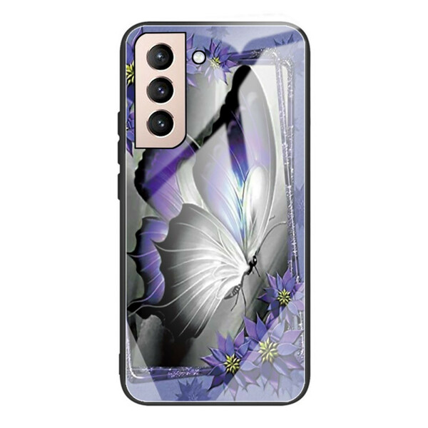 Funda de cristal Samsung Galaxy S21 FE Butterfly Purple