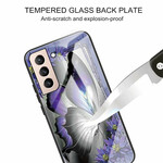 Funda de cristal Samsung Galaxy S21 FE Butterfly Purple