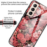 Samsung Galaxy S21 FE Funda de cristal templado Flores Rosa
