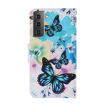Samsung Galaxy S21 FE Funda Mariposas y Flores de Verano