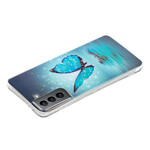 Funda de mariposa azul para Samsung Galaxy S21 FE