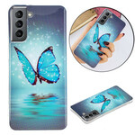 Funda de mariposa azul para Samsung Galaxy S21 FE