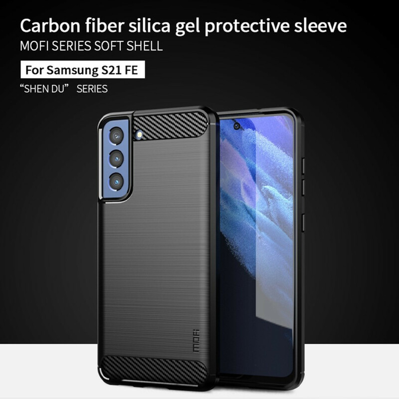 Samsung Galaxy S21 FE Funda de fibra de carbono cepillada MOFI