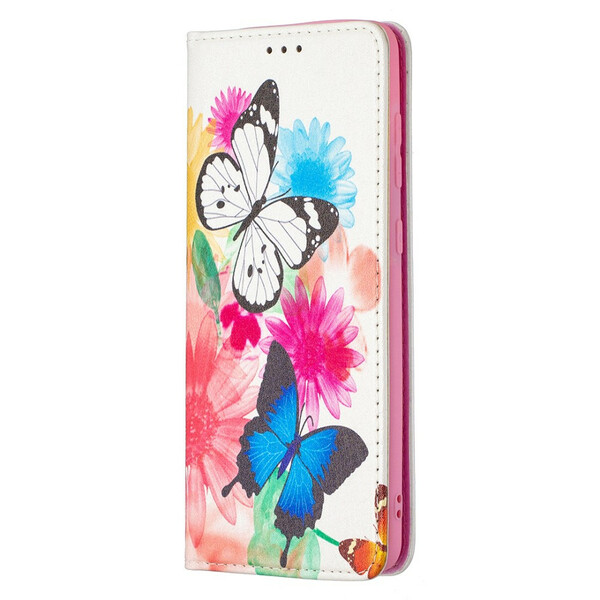 Flip Cover Samsung Galaxy A21s Mariposas de colores