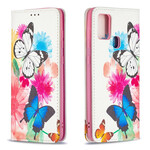 Flip Cover Samsung Galaxy A21s Mariposas de colores
