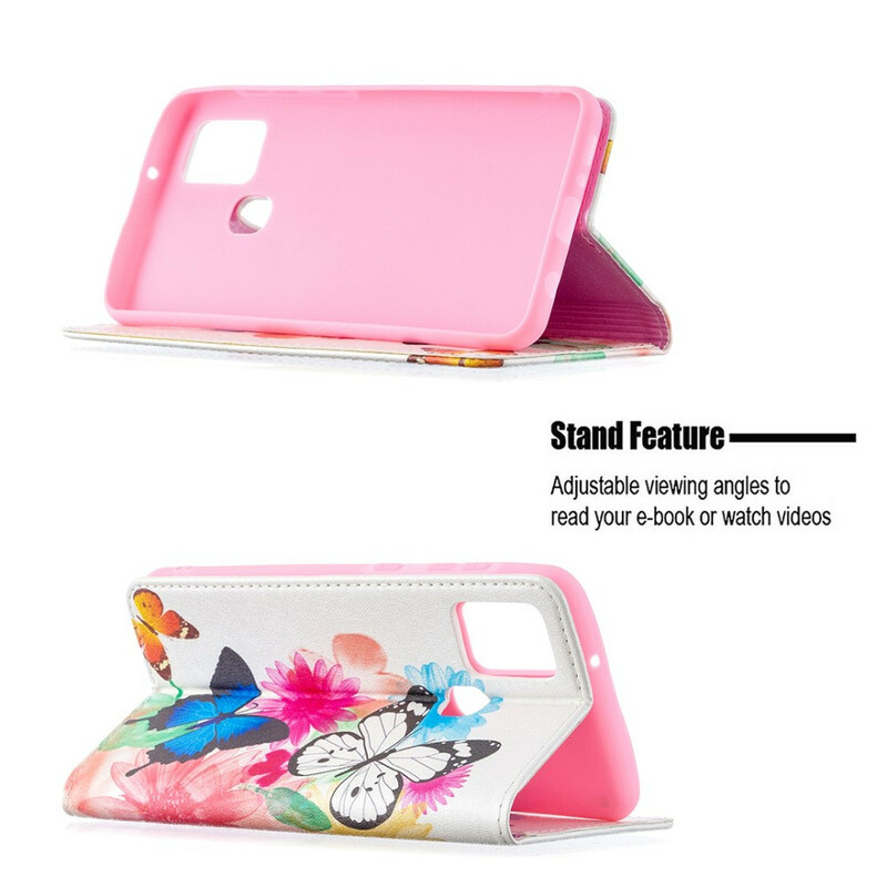 Flip Cover Samsung Galaxy A21s Mariposas de colores