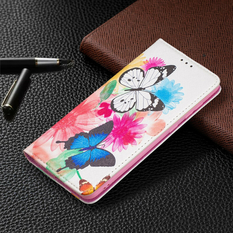 Flip Cover Samsung Galaxy A21s Mariposas de colores