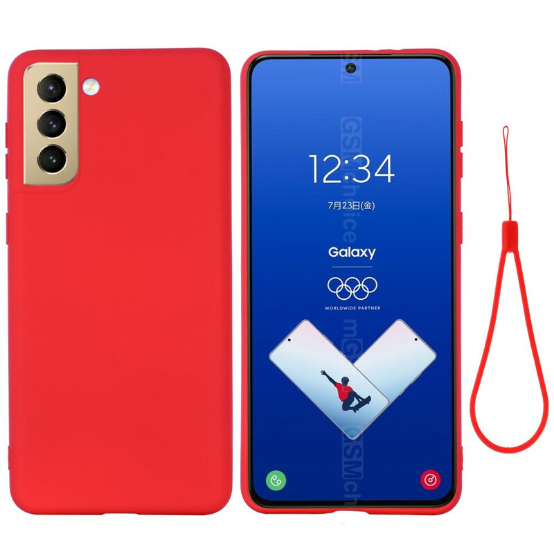 Funda de silicona líquida Samsung Galaxy S21 FE con colgante