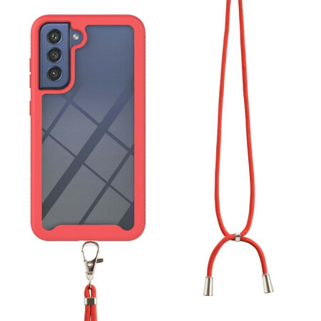 Funda híbrida Samsung Galaxy S21 FE con cordón y borde de color