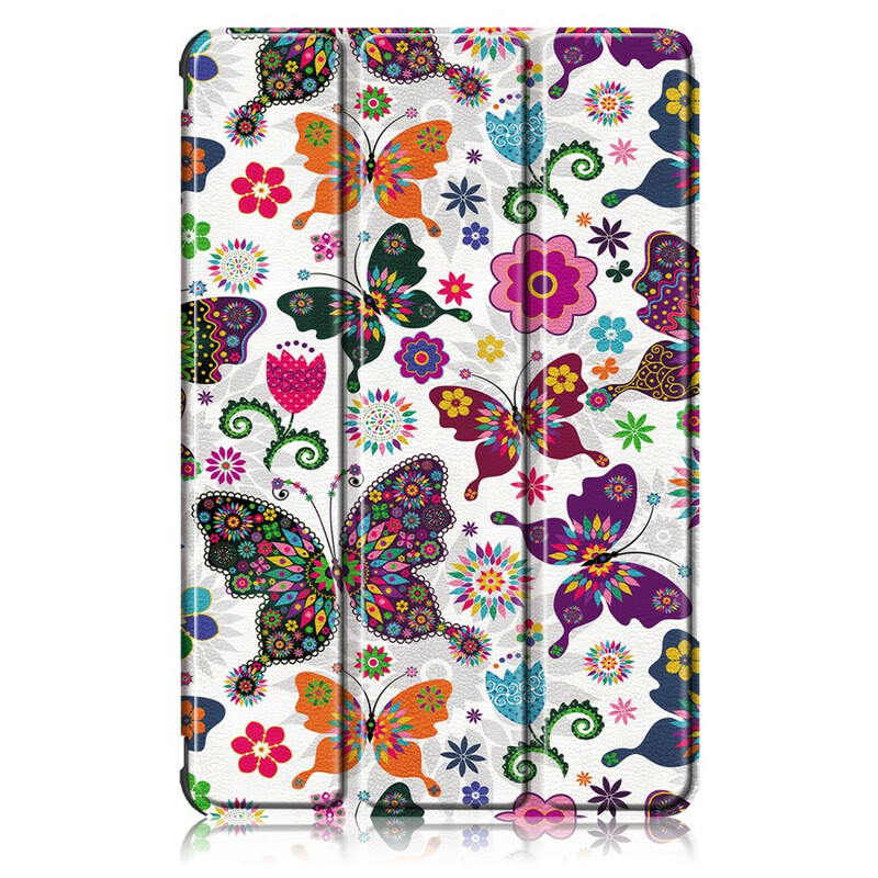Funda inteligente Samsung Galaxy Tab S7 FE reforzada con mariposas y flores