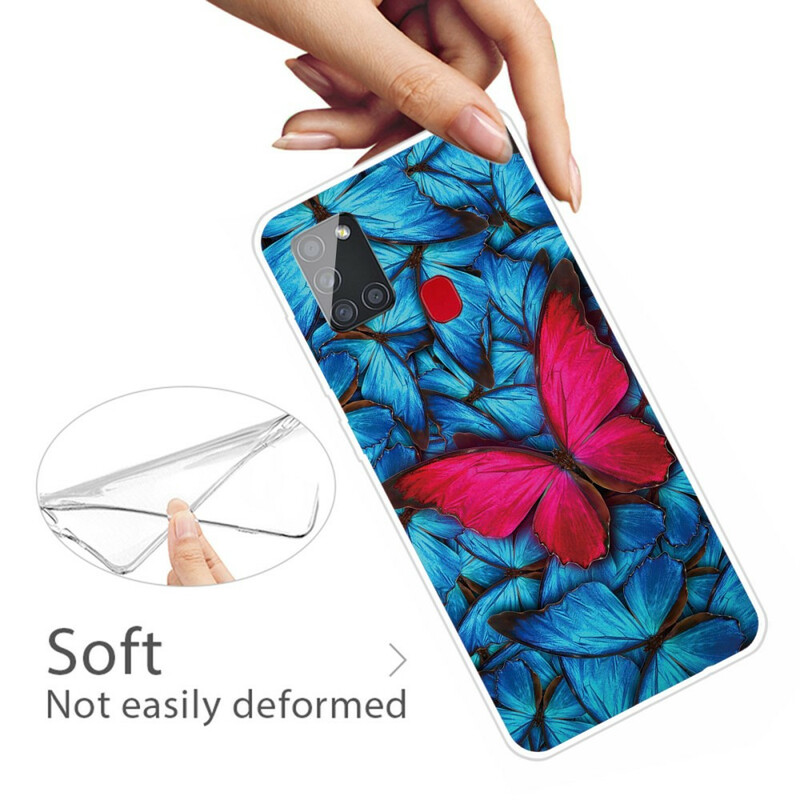 Funda flexible de mariposas para el Samsung Galaxy A21s