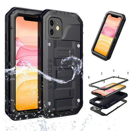 Funda impermeable para el iPhone 11 de cristal templado y metal