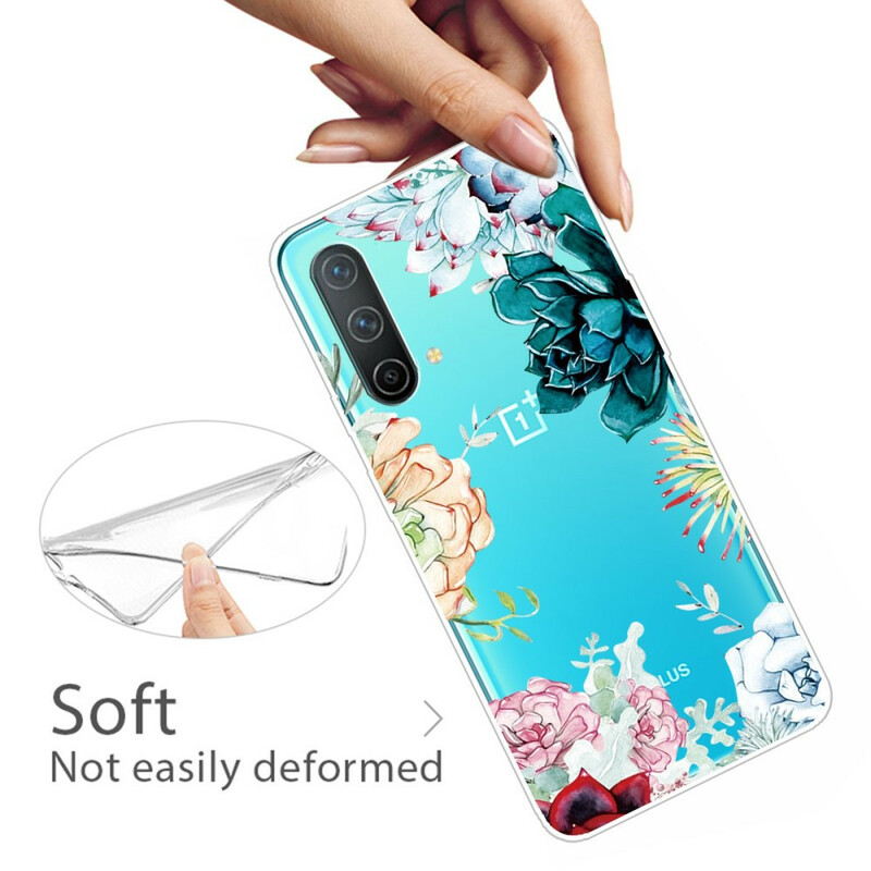 Funda de flor de acuarela transparente OnePlus Nord CE 5G
