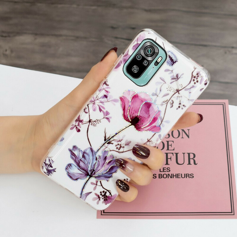 Xiaomi Redmi Note 10 / Note 10s Funda Marbled Flowers