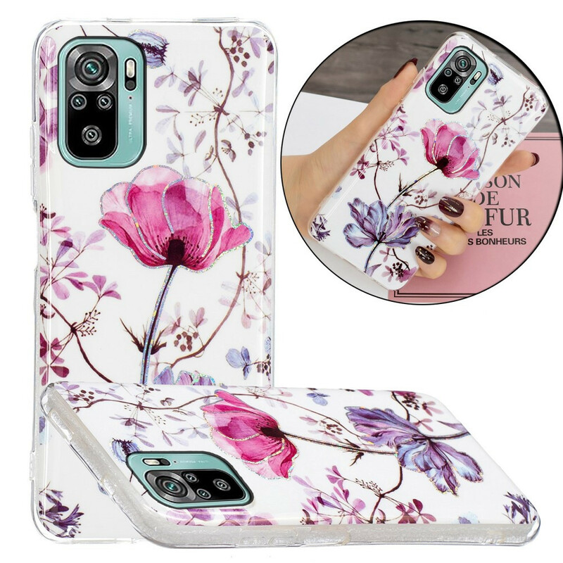 Xiaomi Redmi Note 10 / Note 10s Funda Marbled Flowers