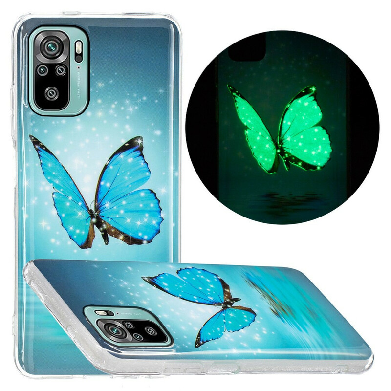 Funda Xiaomi Redmi 10 Butterfly Azul Fluorescente - Dealy