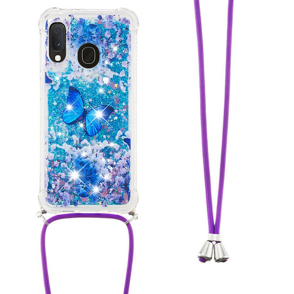 Samsung Galaxy A20e Funda de mariposa con purpurina